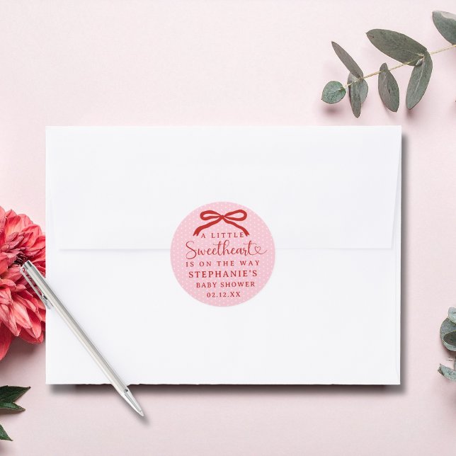 Pegatina Redonda A Little Sweetheart Is On The Way Girl Baby Shower (Subido por el creador)