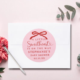 Pegatina Redonda A Little Sweetheart Is On The Way Girl Baby Shower