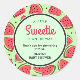 Pegatina Redonda A Little Sweetie Watermelon Baby Shower Thank You
