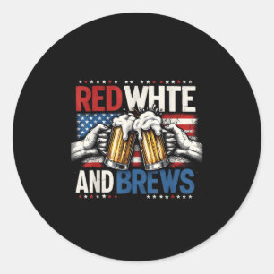 Pegatina Redonda A Los Amantes De La Cerveza Los Estados Unidos Roj