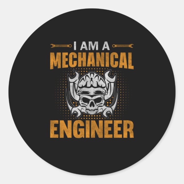 Pegatina Redonda A Mechanical Engineer (Anverso)