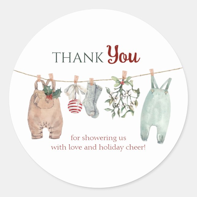 Pegatina Redonda A Merry Little Christmas Clothes Thank You (Anverso)