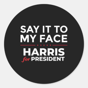 Pegatina Redonda A Mi Cara Kamala Harris Por El Presidente 2024 3