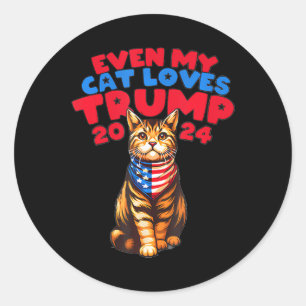 Pegatina Redonda A mi gato le encanta Trump 2024