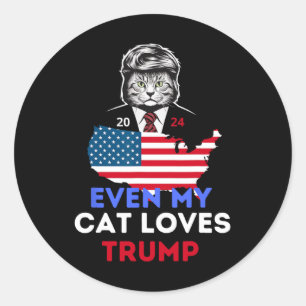 Pegatina Redonda A mi gato le encanta Trump 2024 1