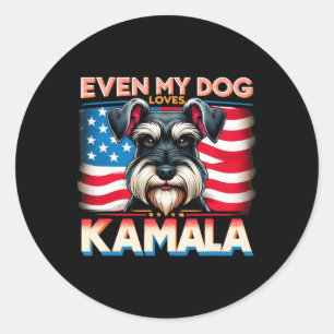 Pegatina Redonda A Mi Perro Le Encanta Kamala Bandera Estadounidens