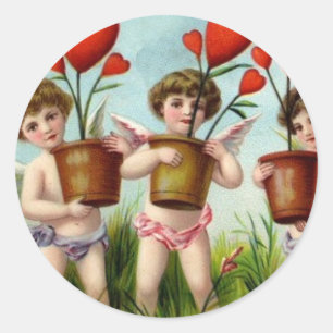 Pegatina Redonda A mi Valentine Angel Cherubs
