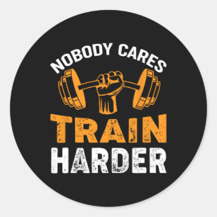 Pegatina Redonda A Nadie Le Importa Entrenar Halterofilia De Fitnes