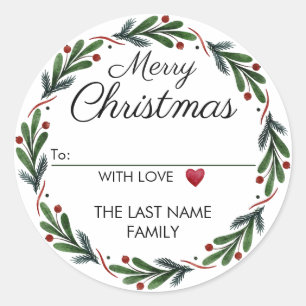 Pegatina Redonda A partir de las pegatinas navideñas Guiso verde y 