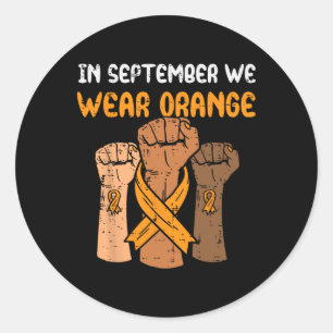 Pegatina Redonda A Partir De Septiembre Usamos Naranja Leucemia Sen
