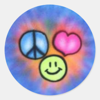 Pegatina Redonda a-peace_love_felicidad