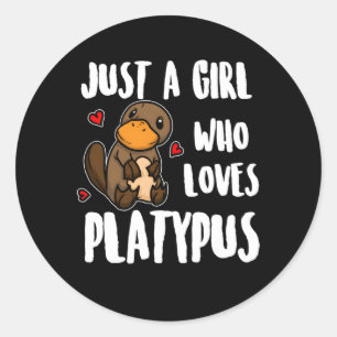 Pegatina Redonda A Quien Le Encanta Platypus Platypus