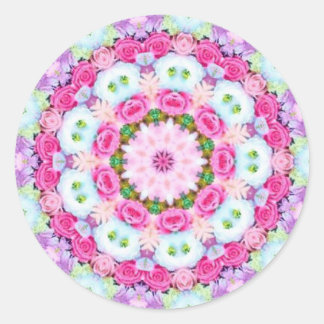 Pegatina Redonda A riot of pastel flowers sticker