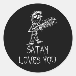 Pegatina Redonda A Satan le encanta el diseño de palabras de disfra