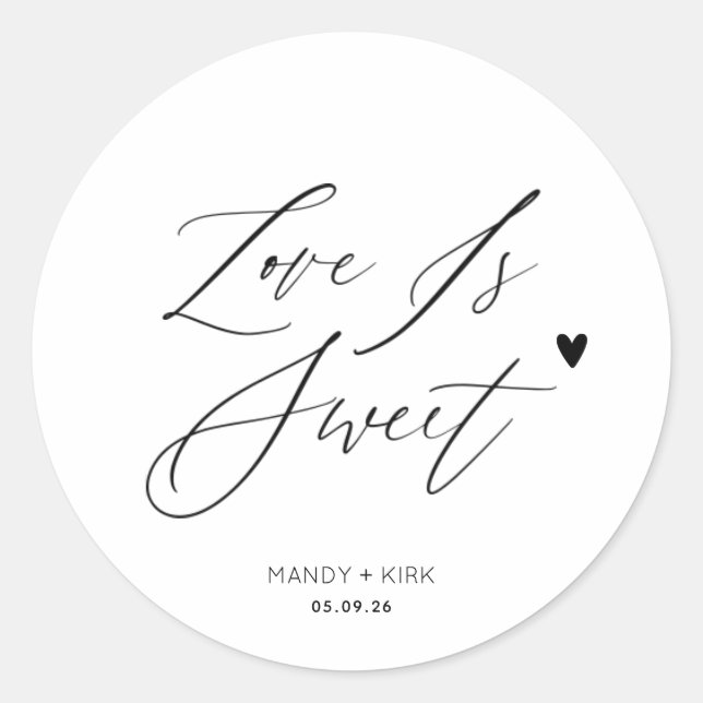 Pegatina Redonda A Sweet Thank You Minimalist Wedding Sweet Favor  (Anverso)