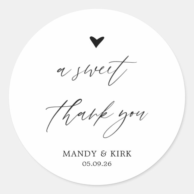 Pegatina Redonda A Sweet Thank You Personalized Favor Sticker (Anverso)
