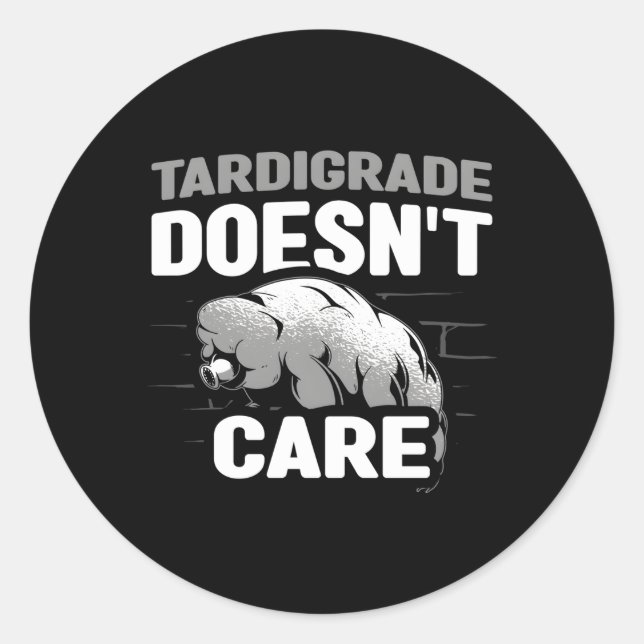 Pegatina Redonda A Tardigrado No Le Importa La Ciencia Tardigrado (Anverso)