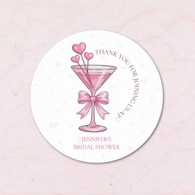 Pegatina Redonda A Tini Bit Engaged Pink Martini Bridal Shower  (Subido por el creador)