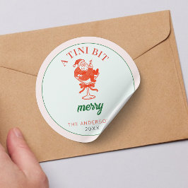 Pegatina Redonda A Tini Bit Merry Christmas Santa Claus