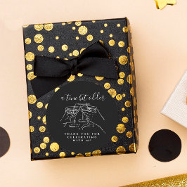 Pegatina Redonda A Tini Bit Older Black Martini Birthday Thank You