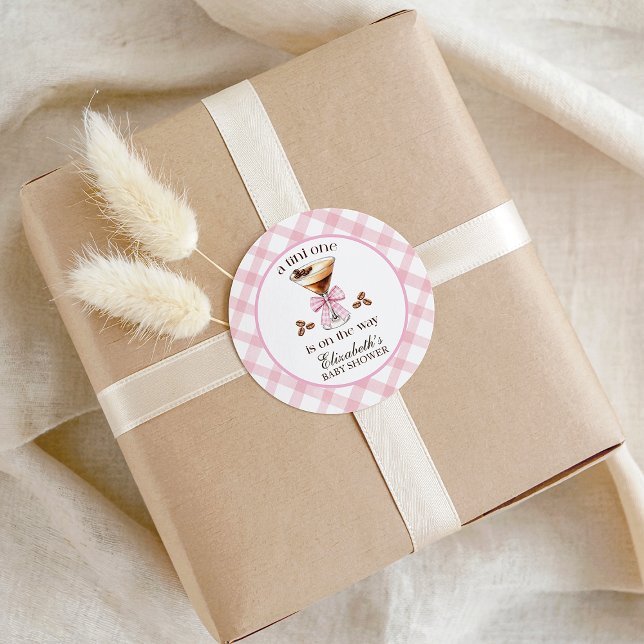 Pegatina Redonda A Tini One Espresso Martini Pink Bow Baby Shower (A Tini One Espresso Martini Pink Bow Baby Shower Classic Round Sticker)