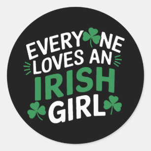 Pegatina Redonda A todos les encanta un Chica irlandés