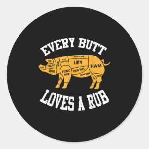 Pegatina Redonda A Todos Los Butt Les Encanta Una Rubia Bbq Butt Ru