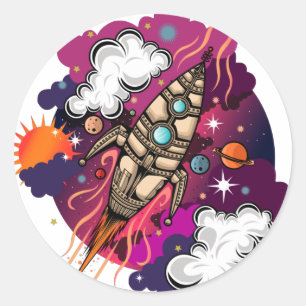 Pegatina Redonda A Través De La Galaxia