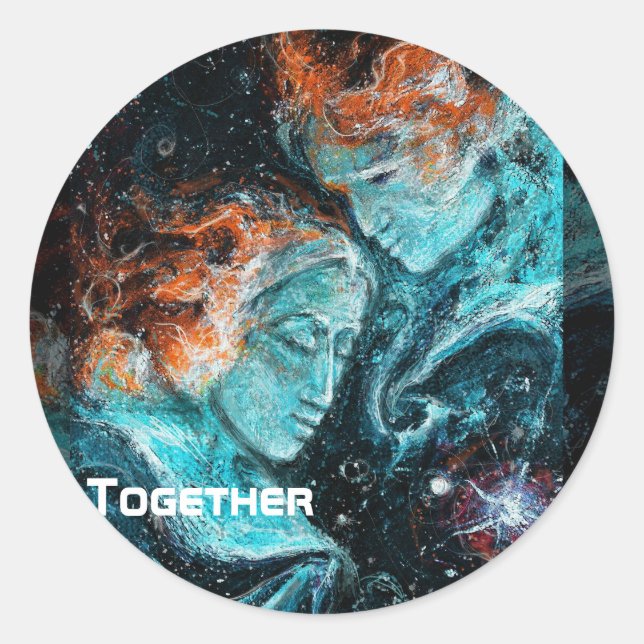 Pegatina Redonda A través del espacio (Anverso)