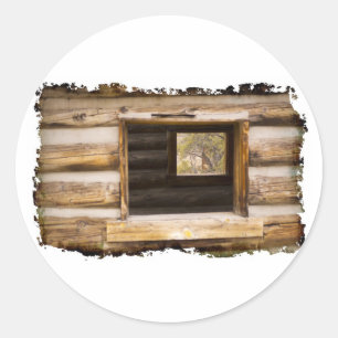 Pegatina Redonda A través y a través de la ventana de cabinas
