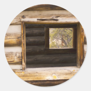 Pegatina Redonda A través y a través de la ventana de cabinas