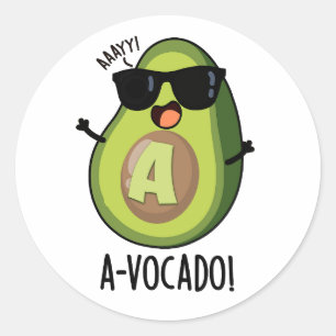 Pegatina Redonda A-vocado Funny Aguacate Pun