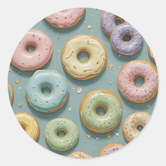 Pegatina Redonda A Whimsical Pastel Donut Dream (Anverso)