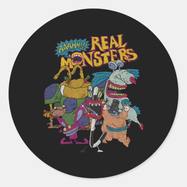 Pegatina Redonda Aaahh Real Monsters All Characters (Anverso)