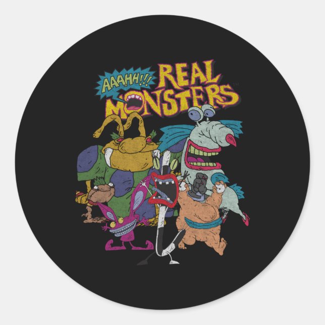 Pegatina Redonda Aaahh Real Monsters All Characters (Anverso)