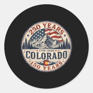 Pegatina Redonda Aamerica 250 Colorado 150 Años Bandera Americana 4