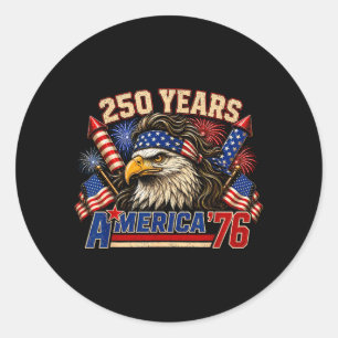 Pegatina Redonda Aamerica Retro 250 Año Aniversario Usa 1776-2026