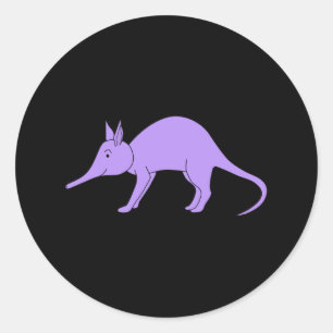 Pegatina Redonda Aardvark púrpura