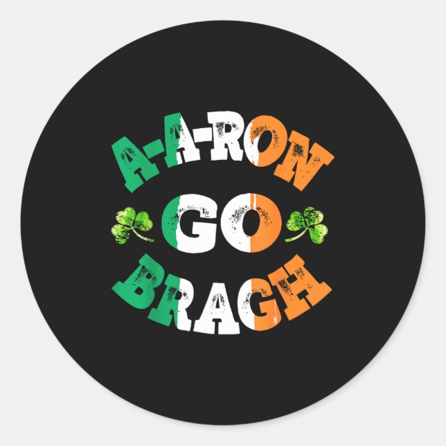 Pegatina Redonda Aaron Erin Go Bragh Shamrock St.patrick's Day  (Anverso)