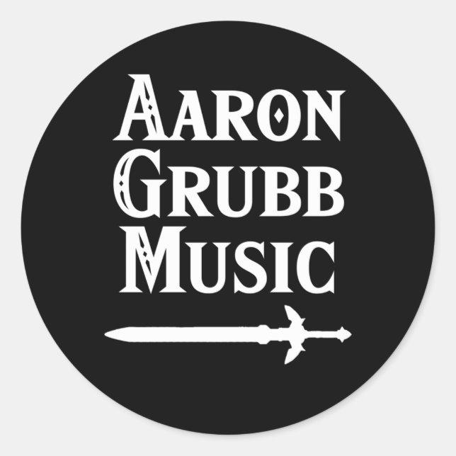 Pegatina Redonda Aaron Grubb Music Texto Blanco (Anverso)