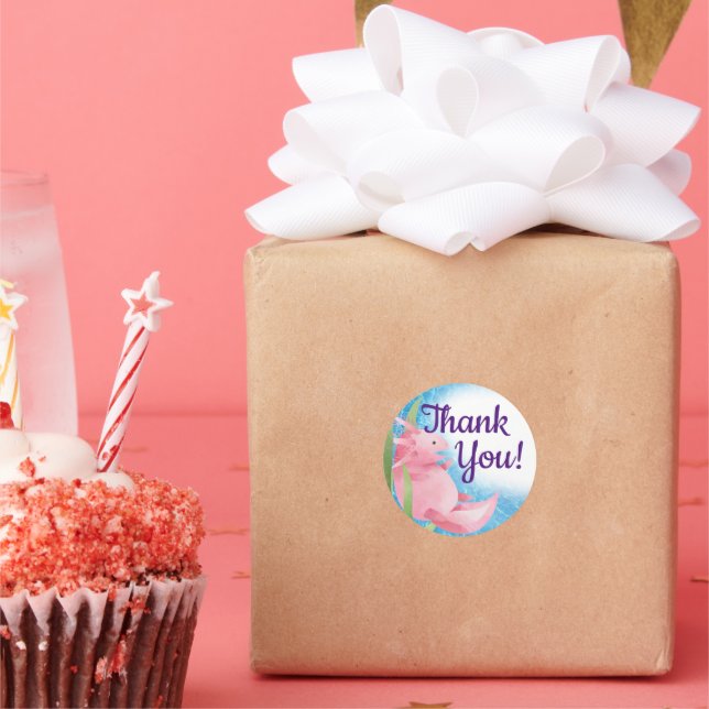 Pegatina Redonda Aaxolotl rosado bajo el mar (Fiesta)