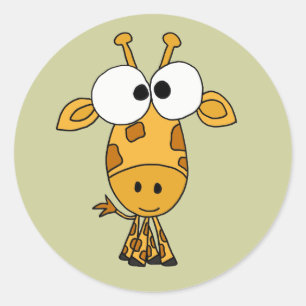 Pegatina Redonda AB-Funny Giraffe Personalizado