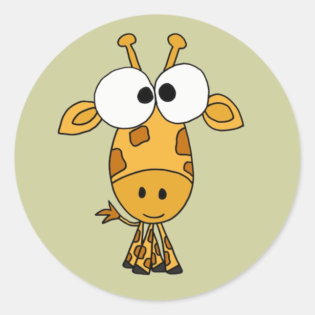 Pegatina Redonda AB-Funny Giraffe Personalizado (Anverso)