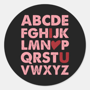 Pegatina Redonda Abc Alphabet I Love You English Teachers Valentine