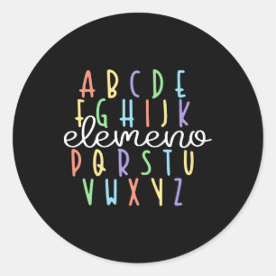 Pegatina Redonda Abc Elemeno El Profesor De Jardín De Niños Cute Re