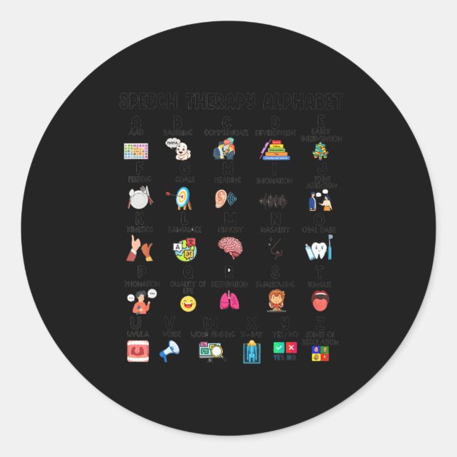 Pegatina Redonda Abc Of Speech Therapy Alphabet Speech Language Pat (Anverso)