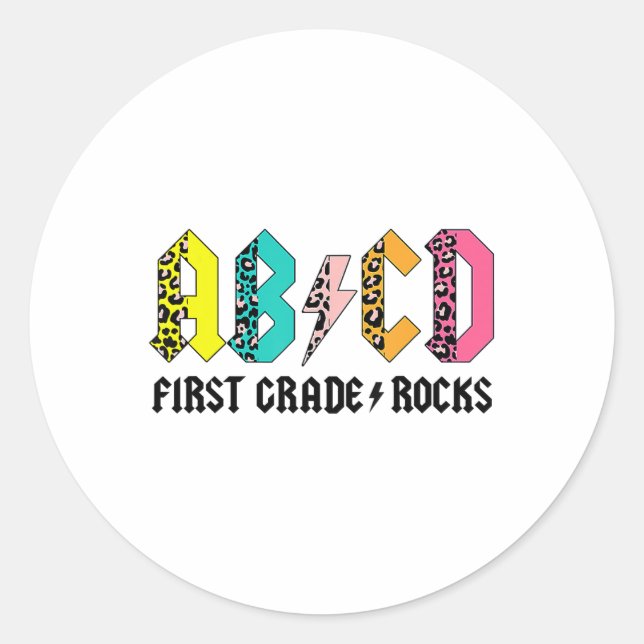 Pegatina Redonda Abcd De Primer Grado Rodea Ck A La Escuela De Prim (Anverso)