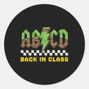 Pegatina Redonda Abcd De Vuelta En Cl Rock De Regreso A La Escuela