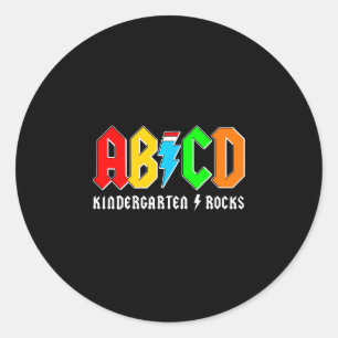 Pegatina Redonda Abcd jardín de infantes rocas niños de vuelta a la