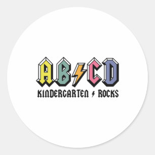 Pegatina Redonda Abcd Kindergarten Rodea A La Escuela De Jardines D